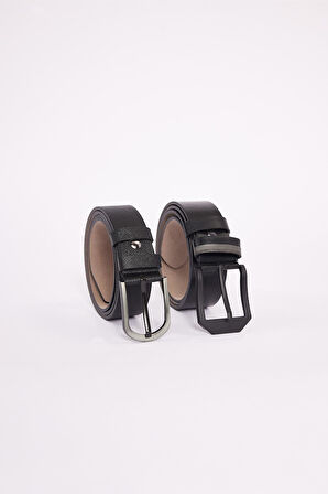 Erkek 2'li Set 3,5 Cm Klasik 4 Cm Spor Siyah Kemer