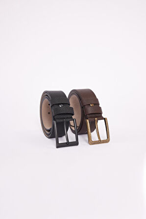 Erkek 2'li Set 4 Cm Kahverengi 4 Cm Siyah Spor Kemer