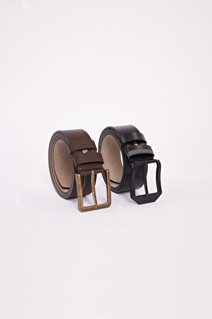 Erkek 2'li Set 4 Cm Siyah 4 Cm Kahverengi Spor Kemer