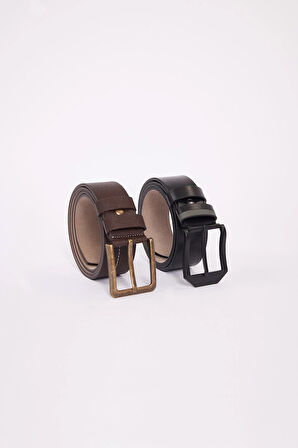Erkek 2'li Set 4 Cm Siyah 4 Cm Kahverengi Spor Kemer