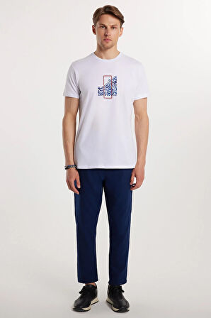 Erkek Beli Lastikli Bağcıklı Jogger Lacivert Pantolon Rahat Kesim Yan Cepli