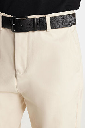 Erkek Regular Fit Chino Esnek Yandan Cepli Önü Fermuarlı Pamuklu Dokulu Taş Pantolon