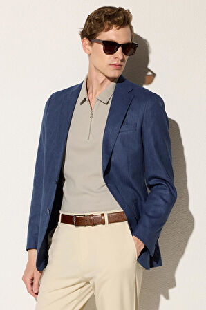 Erkek Regular Fit Chino Esnek Yandan Cepli Önü Fermuarlı Pamuklu Dokulu Taş Pantolon