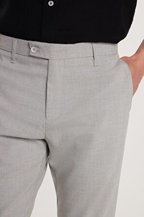 Erkek Esnek Yan Cepli Bilek Boy Canvas Kesim Gri Pantolon