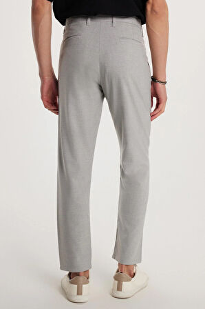 Erkek Esnek Yan Cepli Bilek Boy Canvas Kesim Gri Pantolon