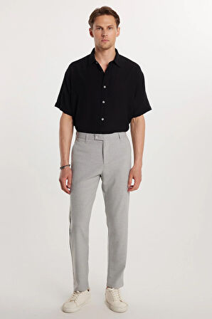 Erkek Esnek Yan Cepli Bilek Boy Canvas Kesim Gri Pantolon