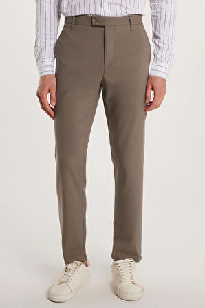 Erkek Esnek Yan Cepli Bilek Boy Canvas Kesim Açık Haki Pantolon