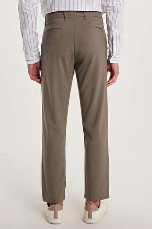 Erkek Esnek Yan Cepli Bilek Boy Canvas Kesim Açık Haki Pantolon