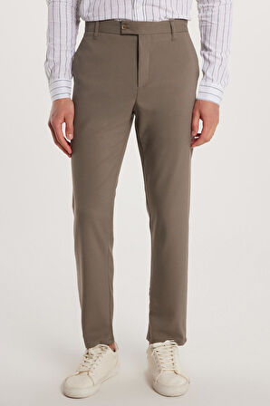 Erkek Esnek Yan Cepli Bilek Boy Canvas Kesim Açık Haki Pantolon