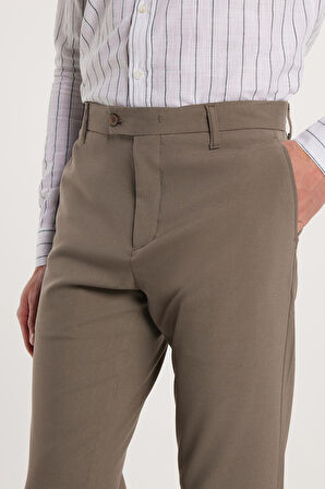 Erkek Esnek Yan Cepli Bilek Boy Canvas Kesim Açık Haki Pantolon