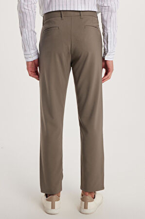 Erkek Esnek Yan Cepli Bilek Boy Canvas Kesim Açık Haki Pantolon