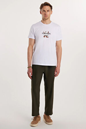 Erkek Çift Pileli Beli Lastikli Rahat Kesim Bol Paça Baggy Haki Pantolon