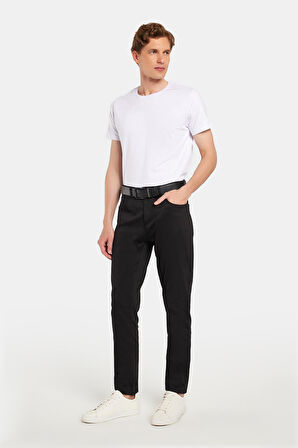 Erkek Regular Fit Rahat Kesim Kanvas Siyah Pantolon