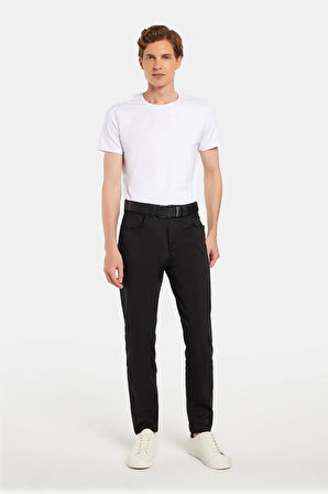 Erkek Regular Fit Rahat Kesim Kanvas Siyah Pantolon