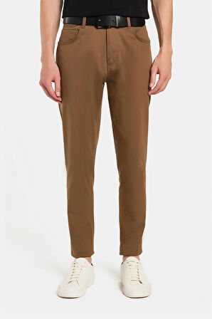 Erkek Regular Fit Rahat Kesim Kanvas Kahverengi Pantolon