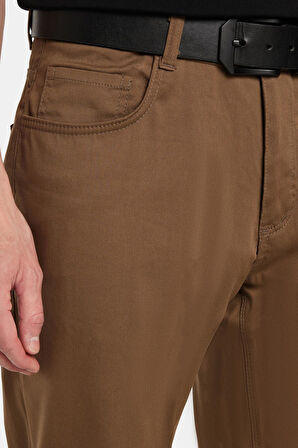 Erkek Regular Fit Rahat Kesim Kanvas Kahverengi Pantolon