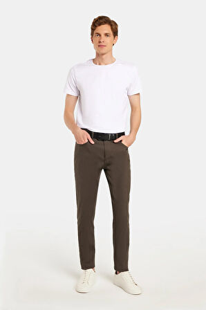 Erkek Regular Fit Rahat Kesim Kanvas Haki Pantolon