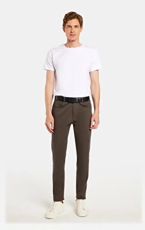 Erkek Regular Fit Rahat Kesim Kanvas Haki Pantolon