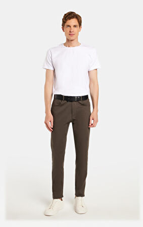 Erkek Regular Fit Rahat Kesim Kanvas Haki Pantolon