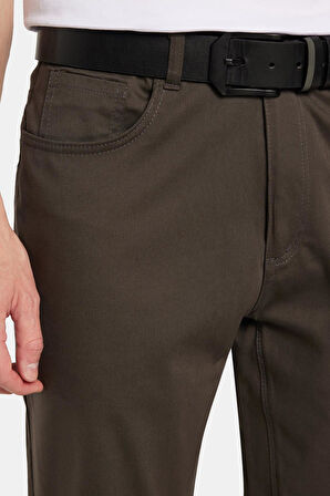 Erkek Regular Fit Rahat Kesim Kanvas Haki Pantolon
