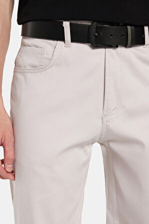 Erkek Regular Fit Rahat Kesim Kanvas Kırık Beyaz Pantolon