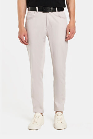 Erkek Regular Fit Rahat Kesim Kanvas Kırık Beyaz Pantolon