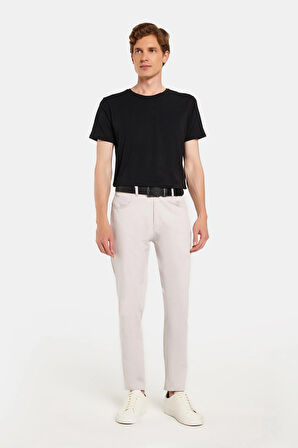 Erkek Regular Fit Rahat Kesim Kanvas Kırık Beyaz Pantolon