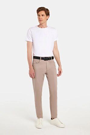 Erkek Regular Fit Rahat Kesim Kanvas Taş Pantolon