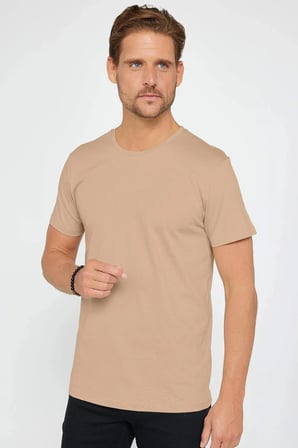 Unisex 5'li Pkt Siyah-Beyaz-Lacivert-Vizon-Mavi Slim Fit Dar Kesim %100 Pamuk Bisiklet Yaka Tişört