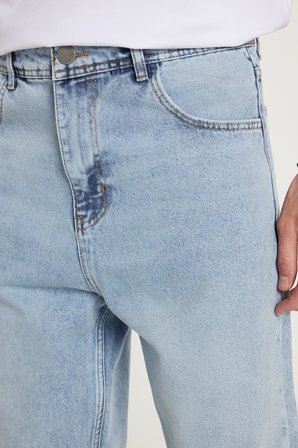 Erkek Relax Fit Geniş Kesim Boru Paça Yıkamalı Taşlamalı Boyfriend Esnek Mavi Jean Kot Pantolon