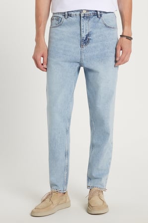 Erkek Relax Fit Geniş Kesim Boru Paça Yıkamalı Taşlamalı Boyfriend Esnek Mavi Jean Kot Pantolon