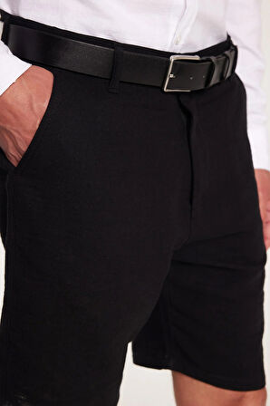 Erkek Regular Rahat Kesim Yandan Cepli Fermuarlı Bermuda Şort