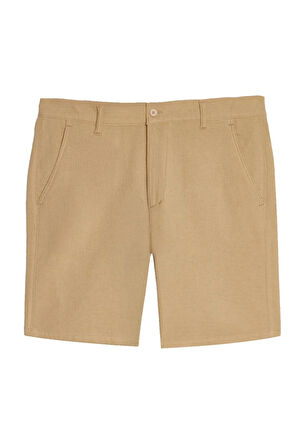 Erkek Regular Rahat Kesim Yandan Cepli Fermuarlı Bermuda Şort