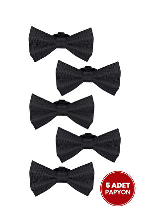 5'li Paket Armürlü Siyah Erkek Papyon