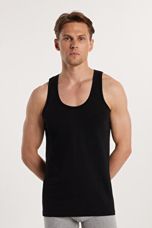 6 Adet Compact Penye Siyah-Gri Erkek Atlet Pamuklu Standart Fit Normal Kesim 6'lı Paket