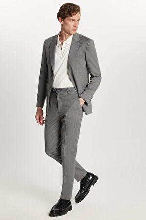 Erkek Regular Fit Antrasit Esnek Likralı Kumaş Mono Yaka Torba Cepli Takım Elbise