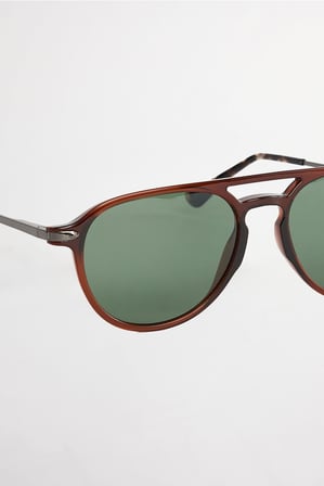 Unisex Oval Kahverengi Çerçeve Çift Köprülü Güneş Gözlüğü