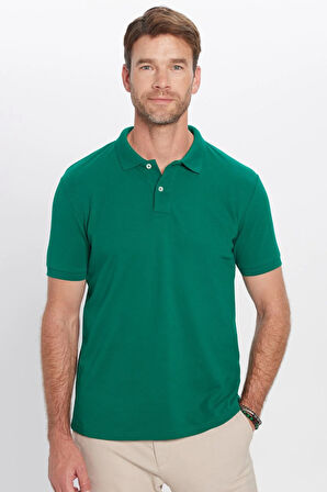 Erkek 5'li Paket Yeşil Tonları Slim Fit Dar Kesim Pamuklu Düz Pike Polo Yaka Tişört