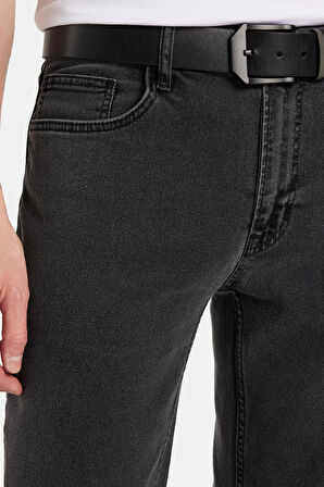 Erkek Slim Fit Yıkamalı Taşlamalı Esnek Kot  Düz Paça Tapered Gri Pantolon