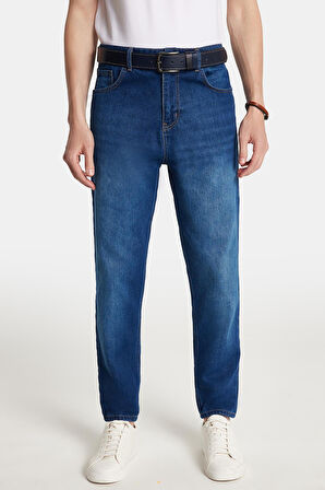 Erkek Relax Fit Geniş Kesim Boru Paça Denim Yıkamalı Taşlamalı Esnek Jean Kot Pantolon