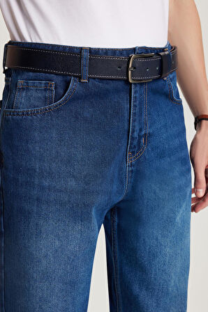 Erkek Relax Fit Geniş Kesim Boru Paça Denim Yıkamalı Taşlamalı Esnek Jean Kot Pantolon