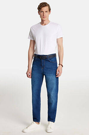 Erkek Relax Fit Geniş Kesim Boru Paça Denim Yıkamalı Taşlamalı Esnek Jean Kot Pantolon