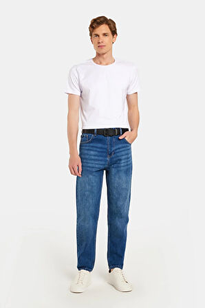 Erkek Relax Fit Geniş Kesim Boru Paça Denim Yıkamalı Taşlamalı Esnek Jean Kot Pantolon