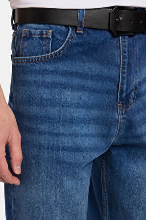 Erkek Relax Fit Geniş Kesim Boru Paça Denim Yıkamalı Taşlamalı Esnek Jean Kot Pantolon