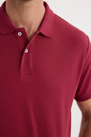 Erkek Regular Fit Klasik Kesim Pamuklu Yumuşak Dokulu Serin Tutan Kumaş Düz Kırmızı Polo Yaka Tişört