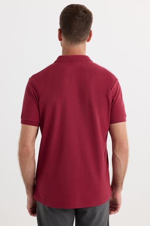 Erkek Regular Fit Klasik Kesim Pamuklu Yumuşak Dokulu Serin Tutan Kumaş Düz Kırmızı Polo Yaka Tişört