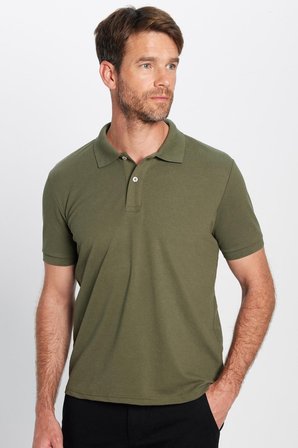 Erkek 5'li Paket Siyah-Haki-Koyu Mavi-Kırmızı-Beyaz Slim Fit Pamuklu Düz Pike Polo Yaka Tişört