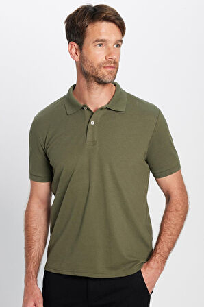 Erkek 3'lü Paket Siyah-Bordo-Haki Slim Fit Dar Kesim Pamuklu Düz Pike Polo Yaka Tişört