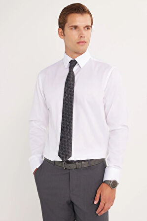 Regular Fit Beyaz Non-Iron %100 Pamuk Doğa Dostu Ekoteks Belgeli Ütü Gerektirmez Gömlek