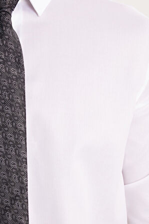 Regular Fit Beyaz Non-Iron %100 Pamuk Doğa Dostu Ekoteks Belgeli Ütü Gerektirmez Gömlek